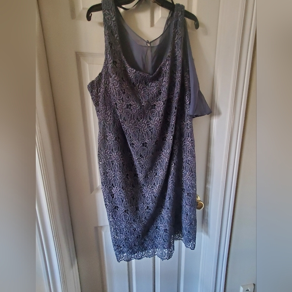 Plus Size Holiday Formal Dress Steel Blue - Picture 4 of 5